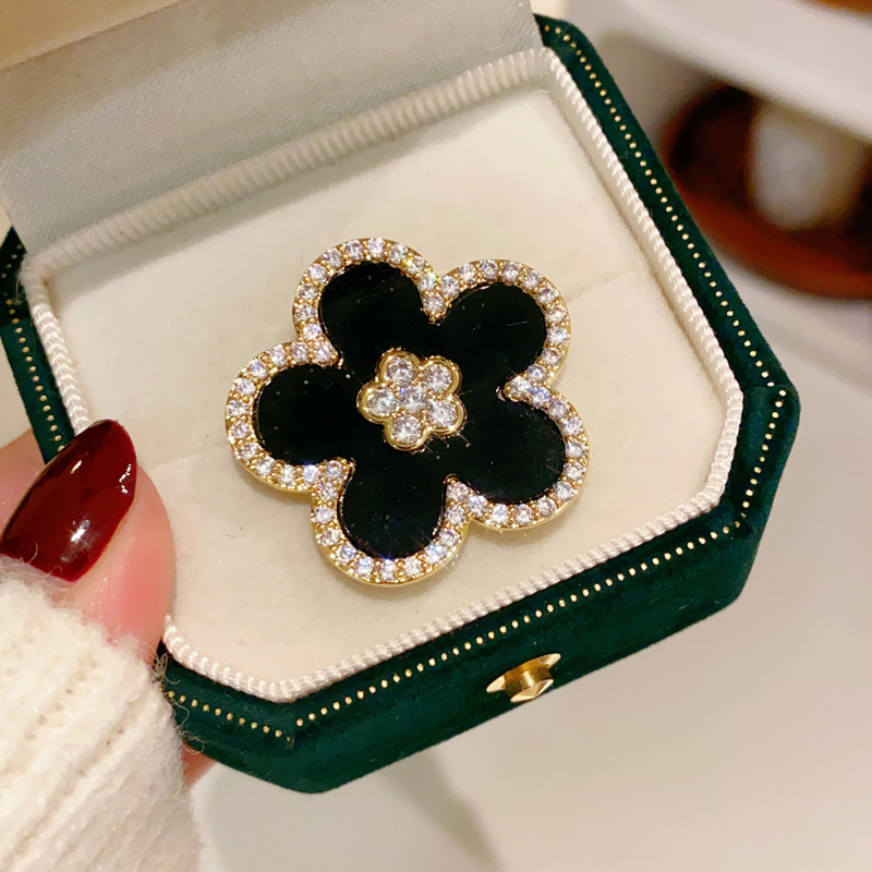 여성을위한 검은 꽃 브로치 골드 도금 파티 쥬얼리 Bi - Women Jewelry Accessories For Black Dress 리뷰 및 가격