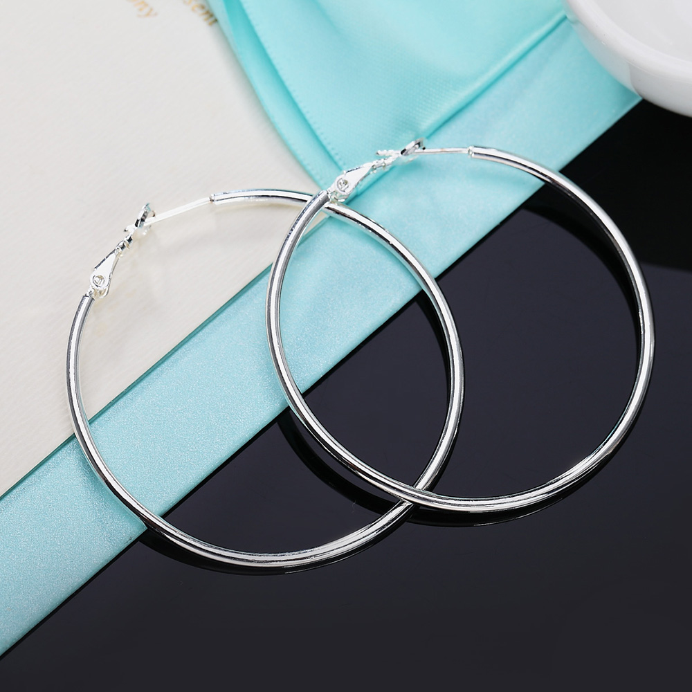 여성을위한 925 스털링 실버 빅 서클 라운드 후프 귀 - Statement Earrings Oversized 리뷰 및 가격