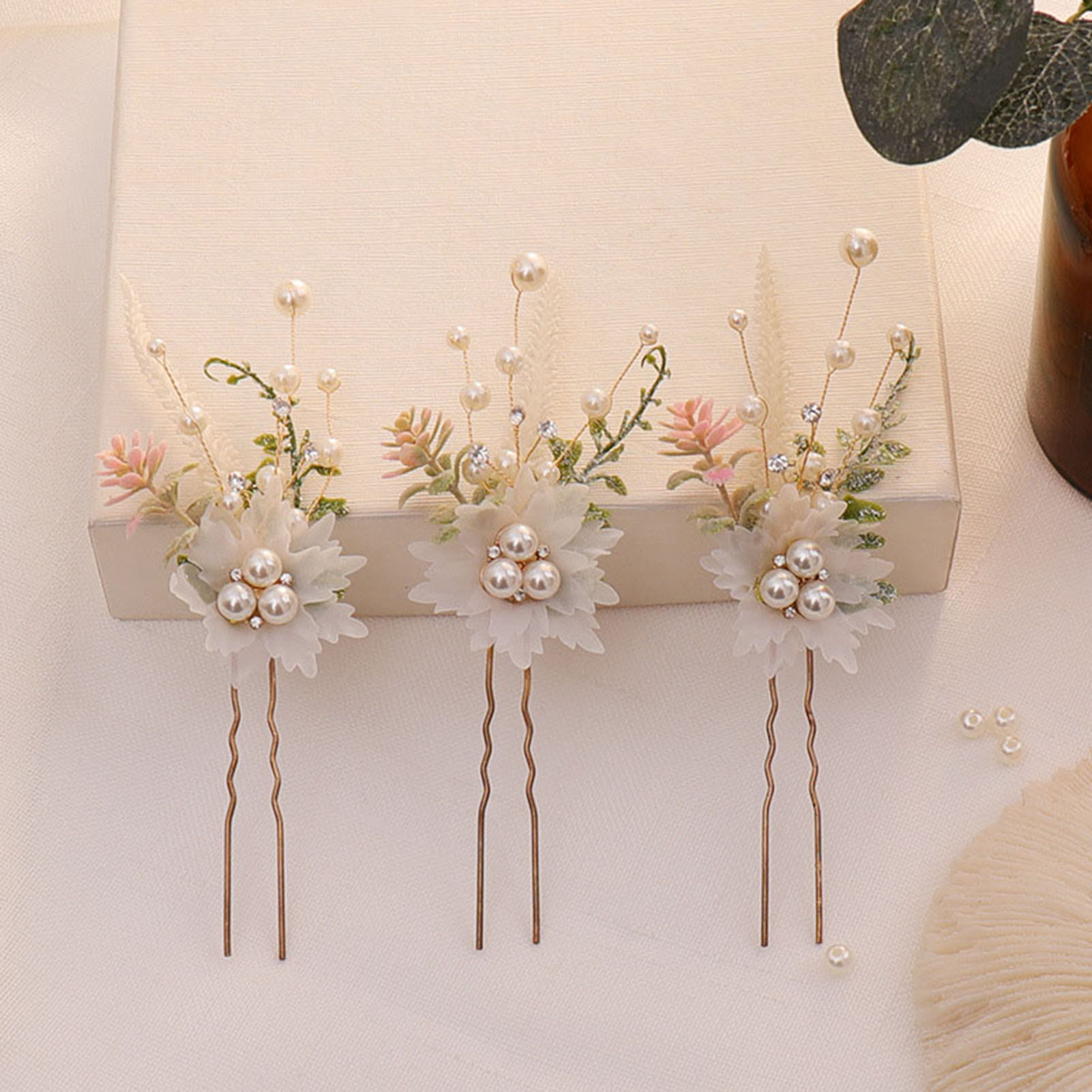 3pcs 합금 진주 꽃 머리핀 숲 스타일 우아한 메쉬  - Pearl Hair Pin 리뷰 및 가격