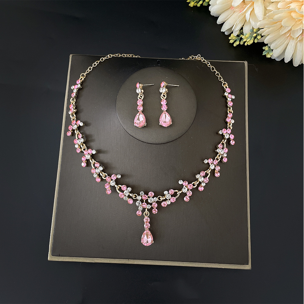 바로크 핑크 퍼플 크리스탈 신부 웨딩 쥬얼리 세트, 여 - Women Jewelry Accessories For Black Dress 리뷰 및 가격