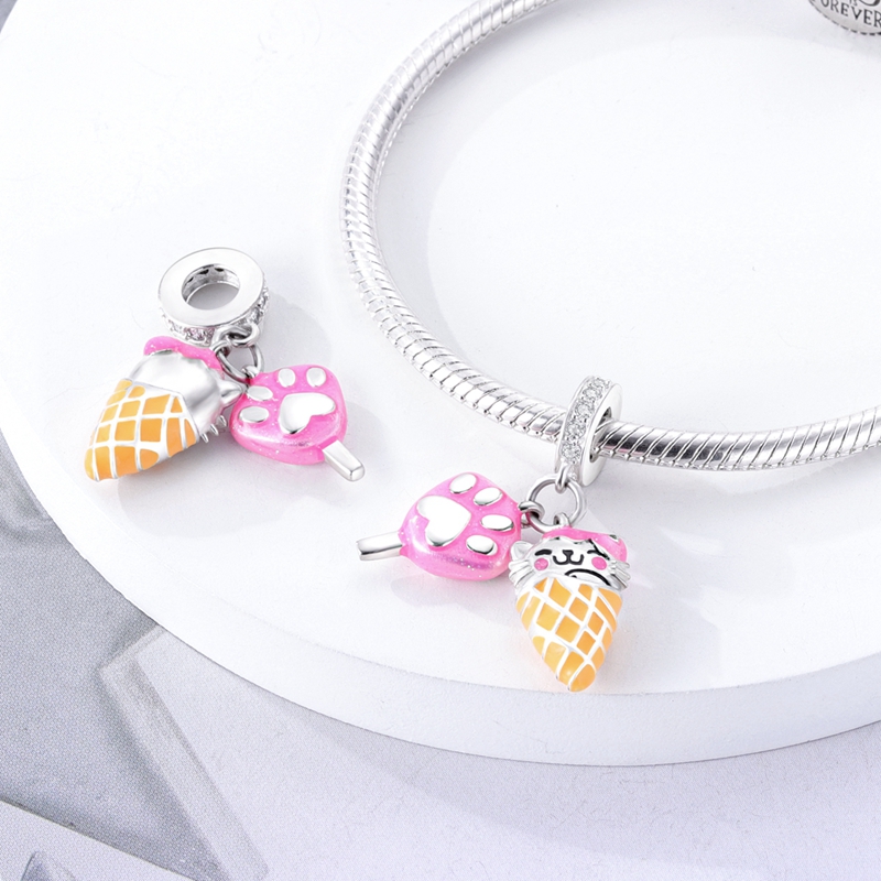 새로운 925 실버 핑크 새끼 고양이 미식가 피자 콘  - Women Accessories Pandora 리뷰 및 가격