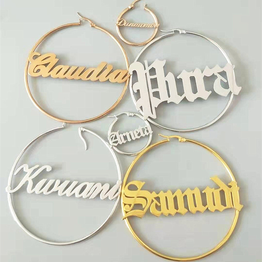 개인화 된 여성 큰 귀걸이 사용자 정의 모든 이름 보석 - Statement Earrings Oversized 리뷰 및 가격