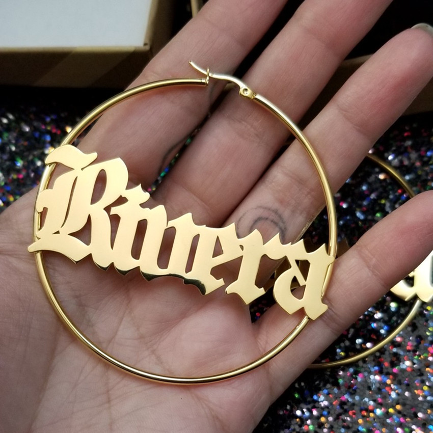 개인화 된 여성 큰 귀걸이 사용자 정의 모든 이름 보석 - Statement Earrings Oversized 리뷰 및 가격