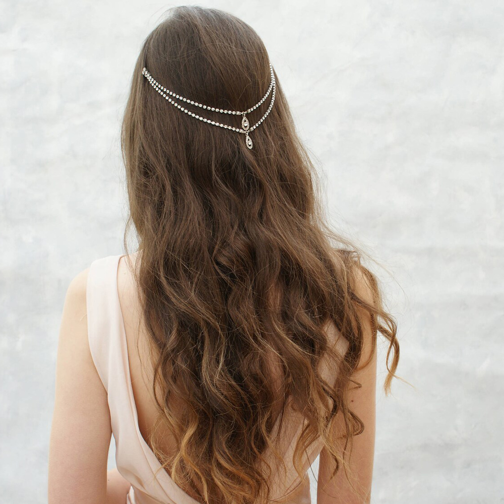 화려한 레이디 웨딩 헤어 빗 체인 워터 드롭 보호 티아 - Women Accessories Dropshipping 리뷰 및 가격