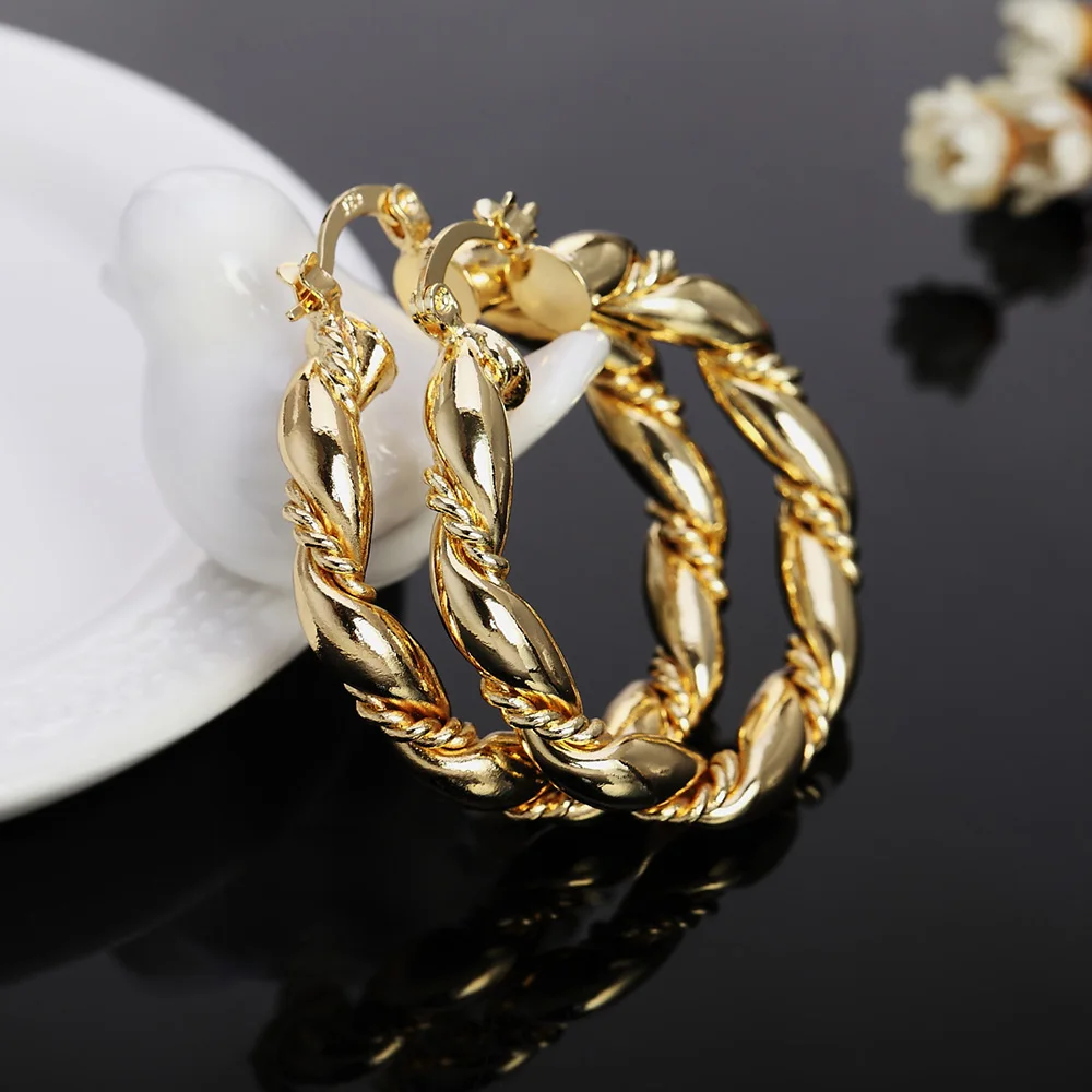 핫 18K 골드 로프 라운드 빅 4cm 후프 귀걸이 9 - Statement Earrings Oversized 리뷰 및 가격