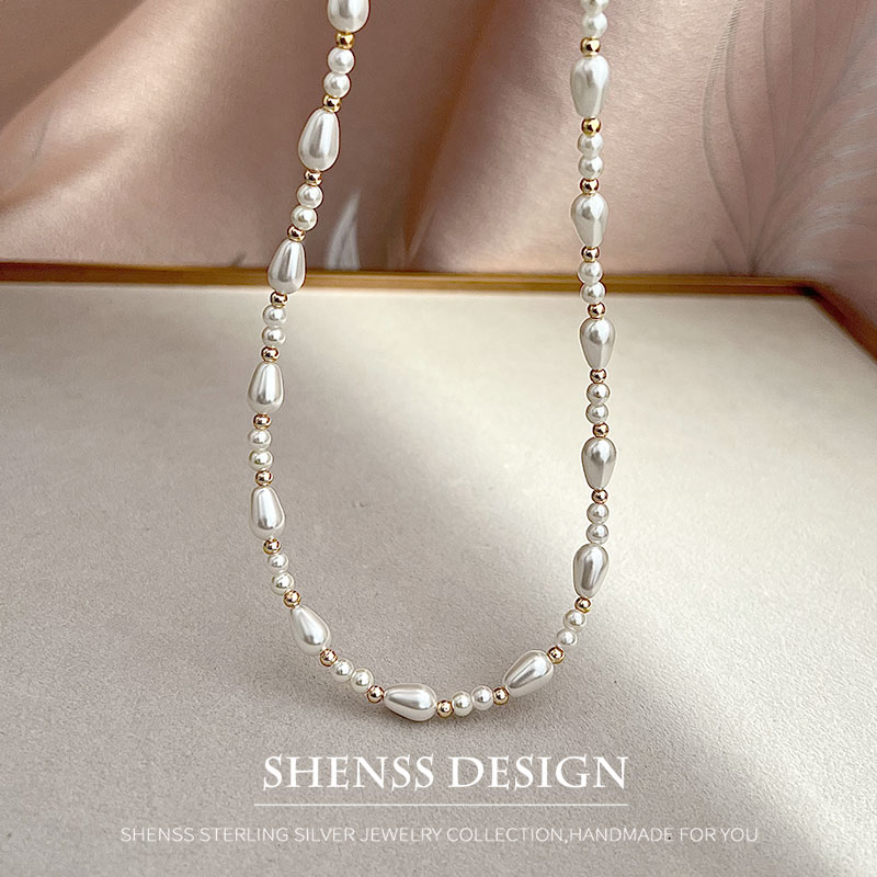 우아한 모조 진주 물방울 목걸이 구리 도금 14k 골드 - Women Accessories Dropshipping 리뷰 및 가격