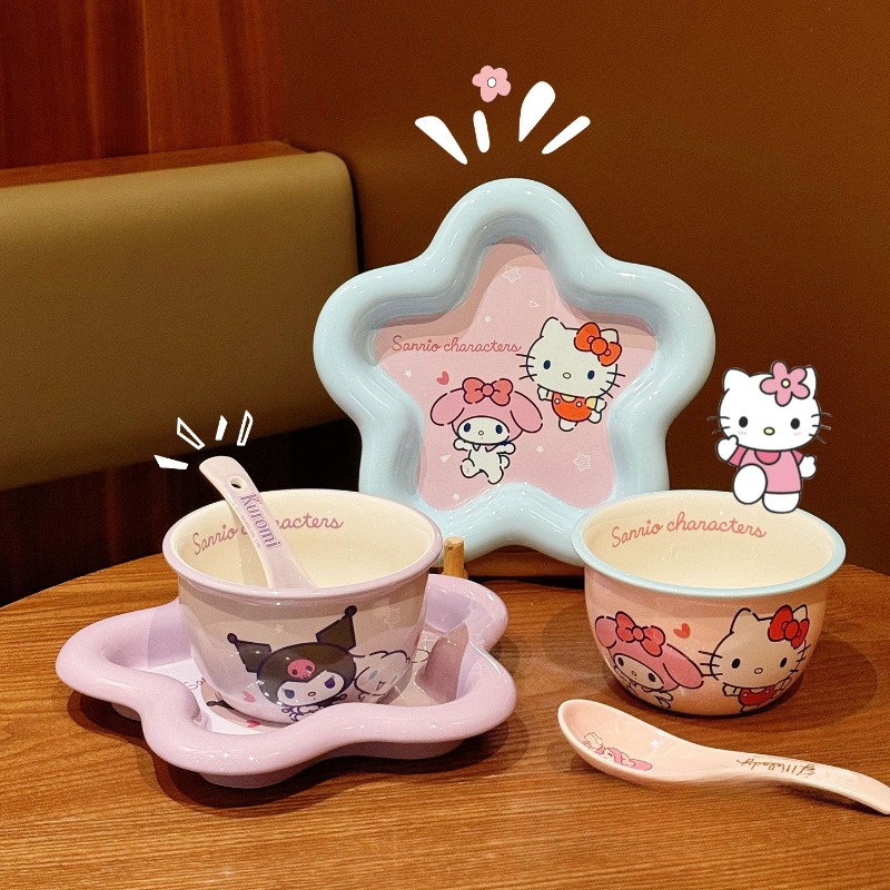 만화 고양이 프린트 세라믹 식기 세트 고급 그릇 접시  - Women Kitchen Accessories 리뷰 및 가격