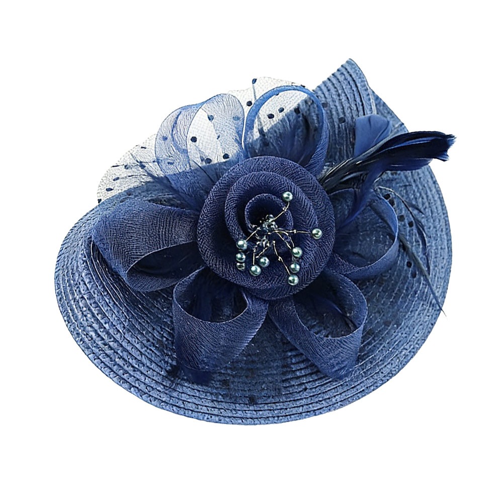 새로운 메쉬 리본 장식 모자 꽃 깃털 우아한 헤어 드롭 - Women Accessories Dropshipping 리뷰 및 가격