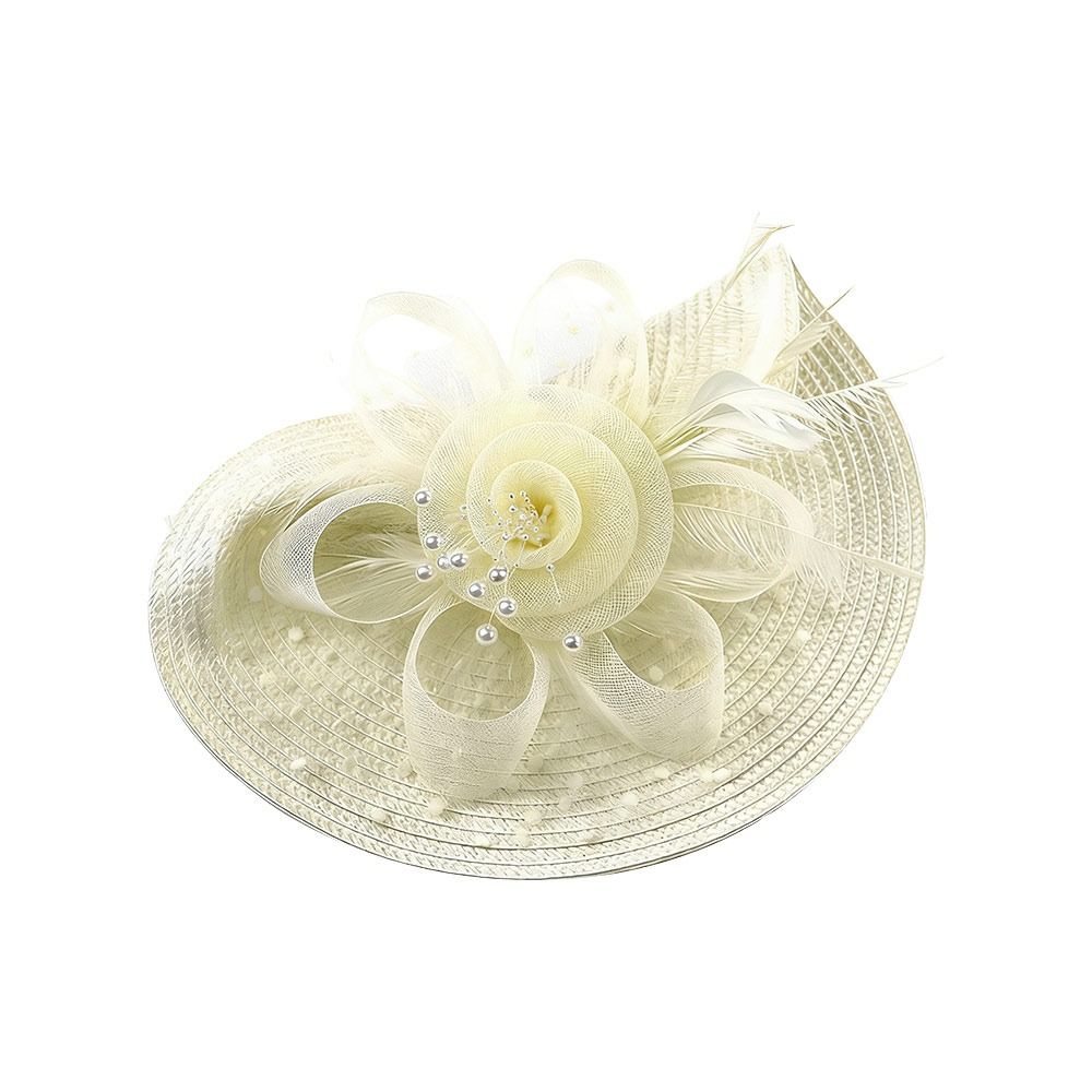 새로운 메쉬 리본 장식 모자 꽃 깃털 우아한 헤어 드롭 - Women Accessories Dropshipping 리뷰 및 가격