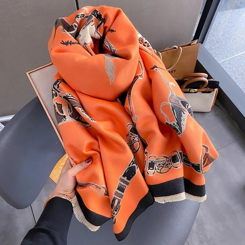 레트로 라이더 말 모양 모조 캐시미어 스카프 유니섹스  - Women'S Winter Accessories Set 리뷰 및 가격