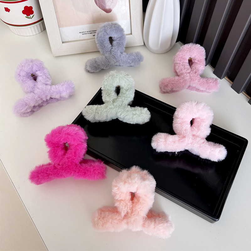 플러시 여성 헤어 클로 겨울 가짜 모피 헤어 클립 바레 - Women'S Winter Accessories Set 리뷰 및 가격