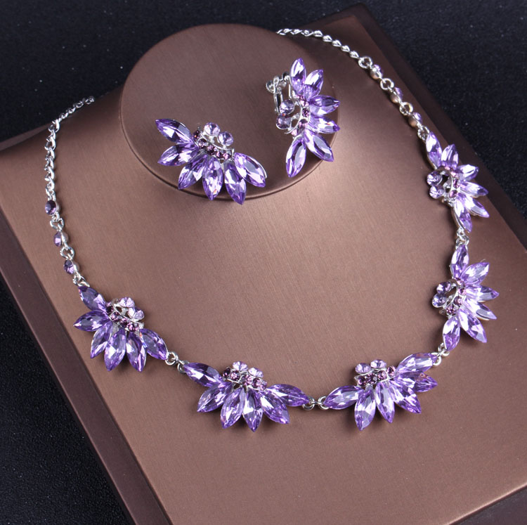 고귀한 보라색 크리스탈 신부 쥬얼리 세트, 목걸이 귀걸 - Women Jewelry Accessories For Black Dress 리뷰 및 가격