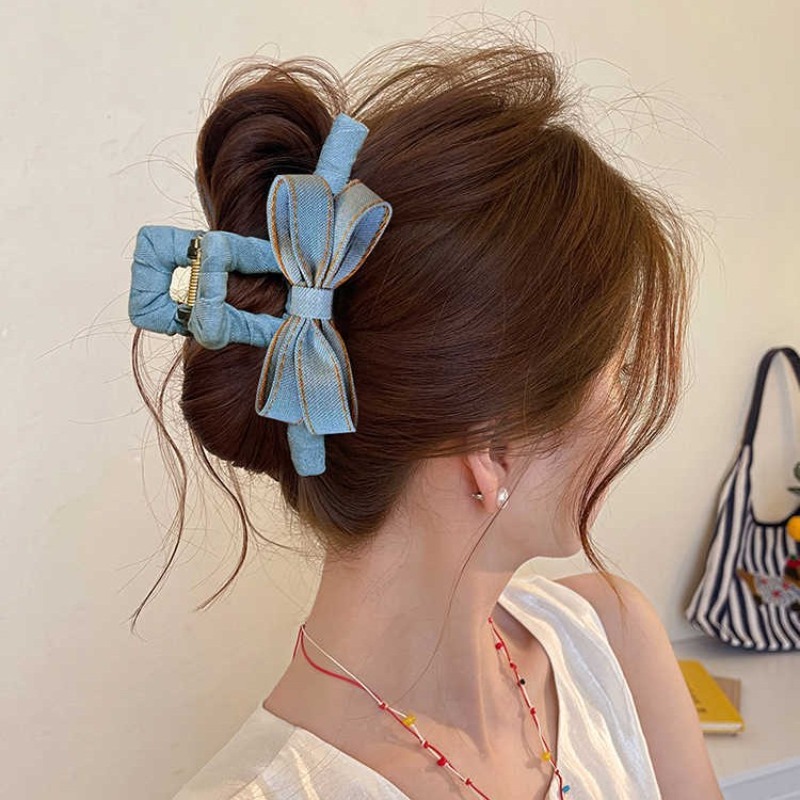 가을 겨울 데님 리본 헤어 클립 여성용, 고급 헤어 번 - Women'S Winter Accessories Set 리뷰 및 가격