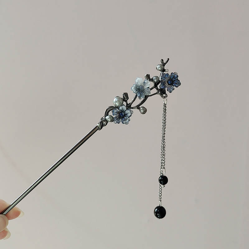 클래식 헤어 스틱 젓가락 잉크 컬러 꽃 금속 프린지 헤 - Pearl Hair Pin 리뷰 및 가격