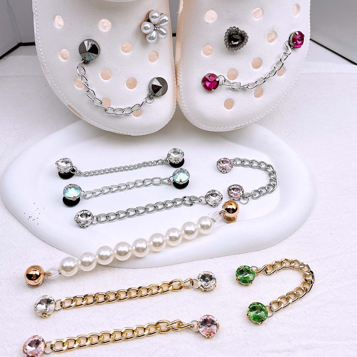 다용도 속이 빈 신발 장식 체인 실버 로즈골드 슬리퍼  - Women'S Accessories Crocs 리뷰 및 가격