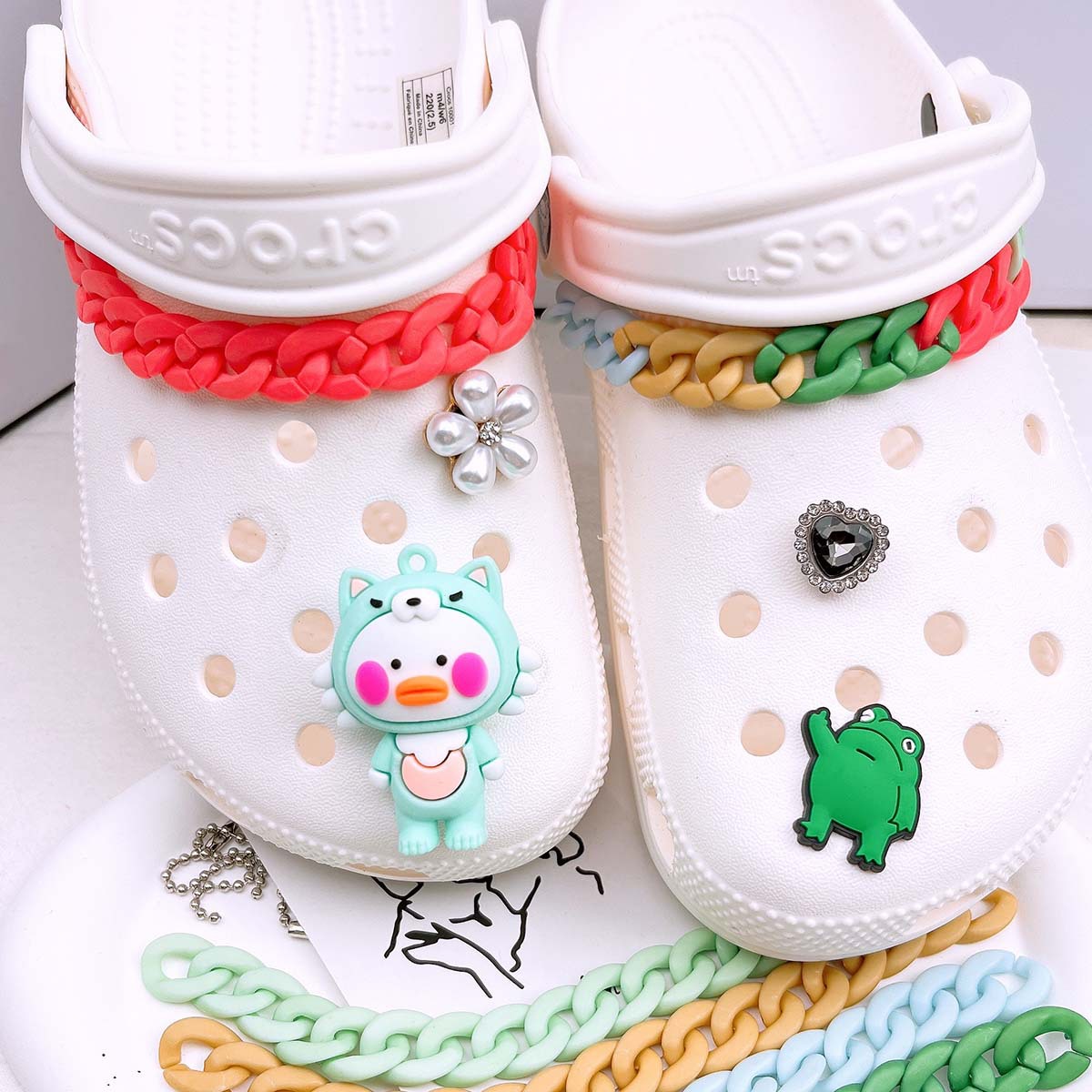 다용도 속이 빈 신발 장식 체인 실버 로즈골드 슬리퍼  - Women'S Accessories Crocs 리뷰 및 가격